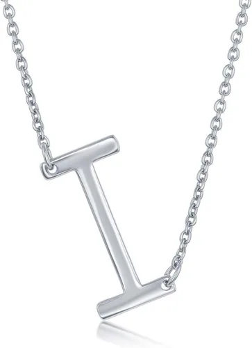 Vista 28 de Dainty Sideways Initial Necklace for Women – Sterling Silver or 14K Gold Plated 20mm Alphabet Letter Pendant