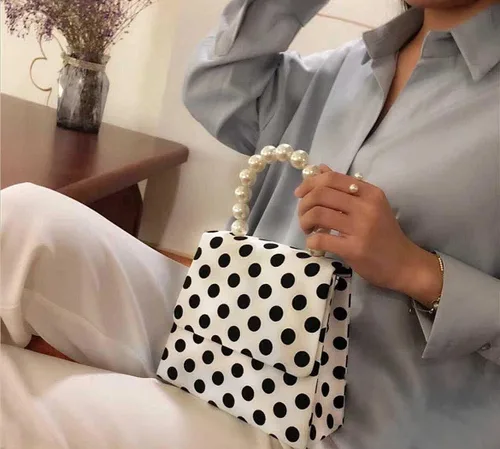Vista 7 de Bolso de mano de lunares para mujer, bolso cruzado con asa superior