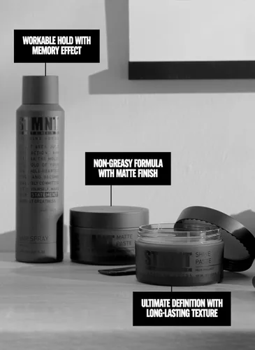 Vista 6 de STMNT Grooming Goods - Pasta mate de 3.38 onzas, fijación fuerte durante todo el día y alto volumen, pasta de arcilla para el cabello para hombres