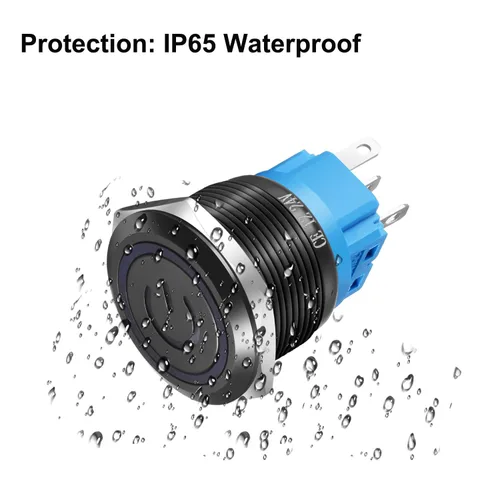 Vista 5 de Gebildet Interruptor de botón de enclavamiento de 19 mm, 12V-24V/5A, de acero inoxidable, con símbolo de alimentación, LED 1NO1NC SPDT ON Off negro