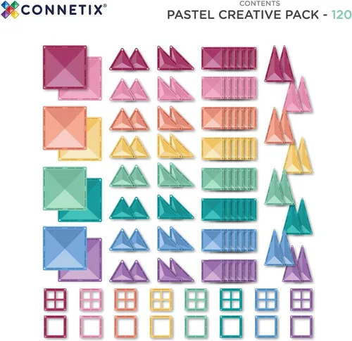 Vista 6 de CONNETIX Paquete creativo de azulejos magnéticos pastel, 120 piezas