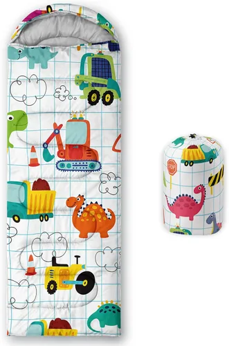 Vista 34 de QOOMO Saco de dormir para camping, 3 estaciones, clima cálido y fresco, ligero, saco de dormir impermeable para adultos y niños, viajes y al aire