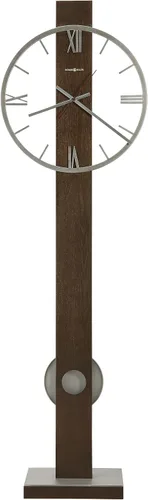 Vista 3 de Howard Miller Millerton - Reloj de piso II, números romanos con acabado espresso con estilo steampunk, péndulo de plata envejecida, decoración