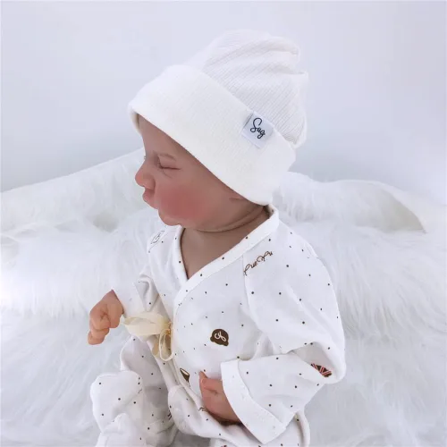 Vista 4 de Gorro de Jersey para Bebés Recién Nacidos Niños y Niñas con Forro de Satén Sedoso Gorros Boina Niños Pequeños Bebés Niños Pequeños Gorros