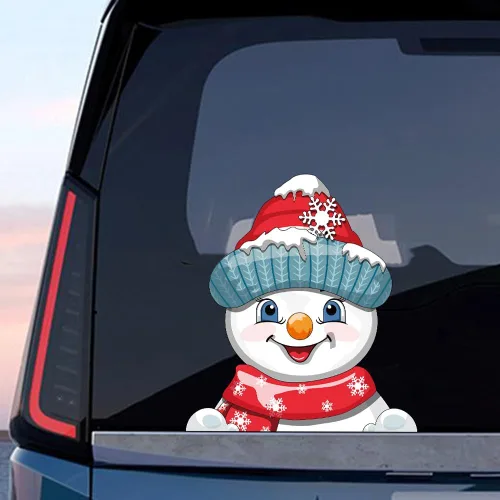 Vista 38 de Pegatina Navideña de Papá Noel Asomado, Lindas Pegatinas de Venado y Muñeco de Nieve para Ventana, Adhesivos para Parachoques de Coche, Adornos