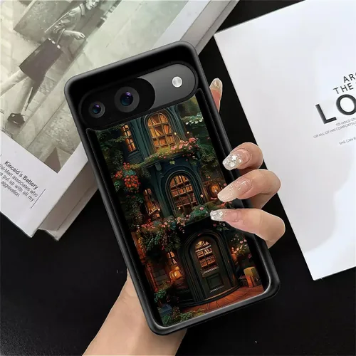 Vista 1453 de Compatible con Google Pixel 4A 5G Mobile Case Creative Acrylic Panel trasero Silicona Protección Grip especialmente diseñado para Google Pixel 4A 5G