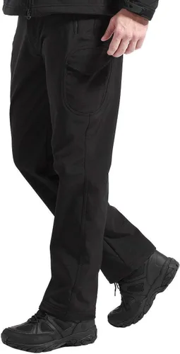 Vista 2 de FREE SOLDIER Pantalones cargo con vellón Softshell para hombre, para nieve, esquí, senderismo, con cinturón