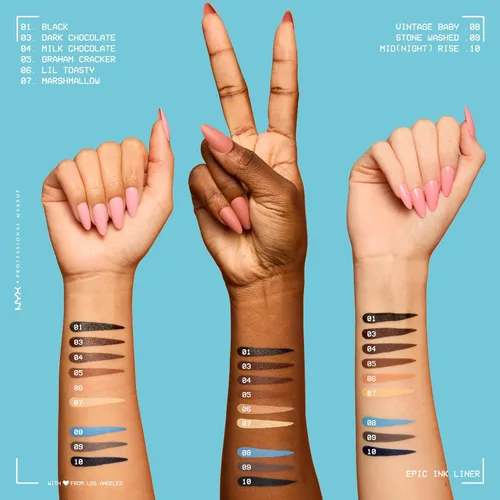 Vista 6 de NYX PROFESSIONAL MAKEUP Epic Ink Liner, delineador líquido impermeable, negro, fórmula vegana