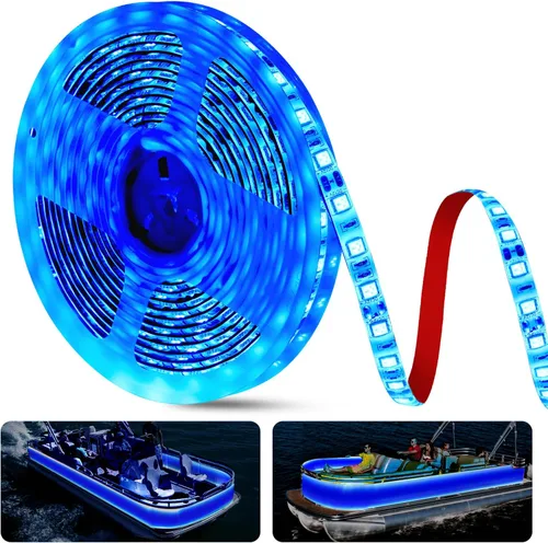 Vista 13 de Luces de barco de 25 pies para pesca nocturna, tira de luces LED marinas de 12 V, impermeable, luz interior para pontón, kayak, barcos Jon, lanchas