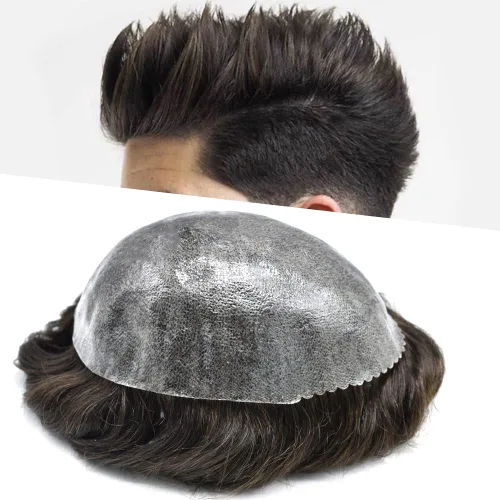 Vista 13 de Toupee - Sistema de reemplazo de cabello humano europeo completo para hombre, 0.004 in, inyección de poliuretano natural para hombres, sistema