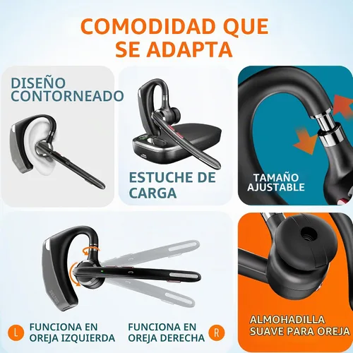 Vista 7 de Delton Auriculares mono para computadora 95X Bluetooth con estuche de carga