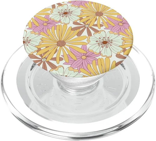 Vista 8 de PopSockets PopSockets Swappable PopGrip Vintage Wild Flower Hippie 60s 70s Estética Amarillo Rosa