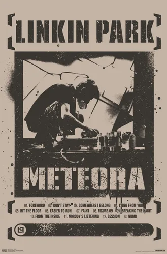 Vista 7 de Linkin Park - Póster de pared Meteora, 22.4 pulgadas de largo x 14.7 pulgadas de ancho, versión rubia enmarcada