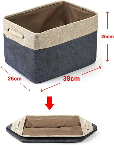 Vista 4 de uxcell Canasta de almacenamiento de tela plegable con asas dobles, contenedores plegables para almacenamiento de ropa de lavandería, organizador