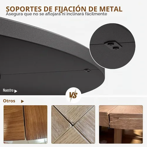 Vista 6 de IDEALHOUSE Juego de mesa de comedor redonda de 47 pulgadas para 4 a 6, mesa de cocina de granja con parte superior de madera y base de pedestal