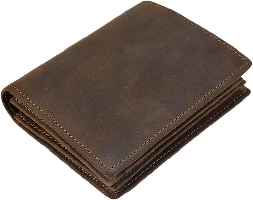 Vista 3 de Billetera de cuero para hombre, billetera plegable duradera para mujer, con múltiples ranuras para tarjetas, bolsillo para monedas, para tarjetas