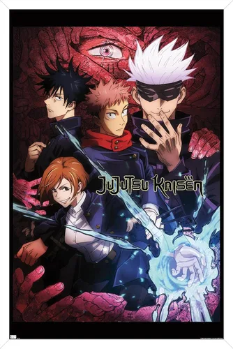 Vista 9 de Jujutsu Kaisen - Póster de pared inglés de una hoja, 34 pulgadas de largo x 22.4 pulgadas de ancho, versión sin marco