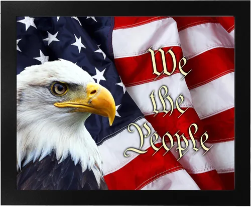 Vista 6 de We The People - Decoración de pared patriótica de Estados Unidos con bandera americana, arte de oficina en casa de veteranos militares, impresión