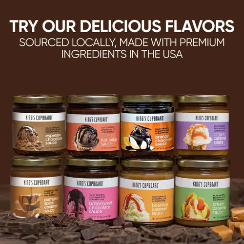 Vista 9 de Paquete de 4 caramelos: caramelo crema, caramelo orgánico, caramelo de bourbon y caramelo de especias de calabaza. Salsa de postre gourmet