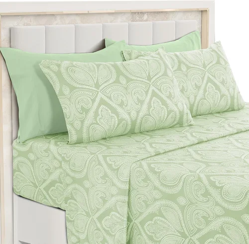Vista 9 de LDC LUX Décor Colección - Juego de sábanas para cama de tamaño individual con estampado de cachemira – 4 piezas de sábanas de microfibra ultra