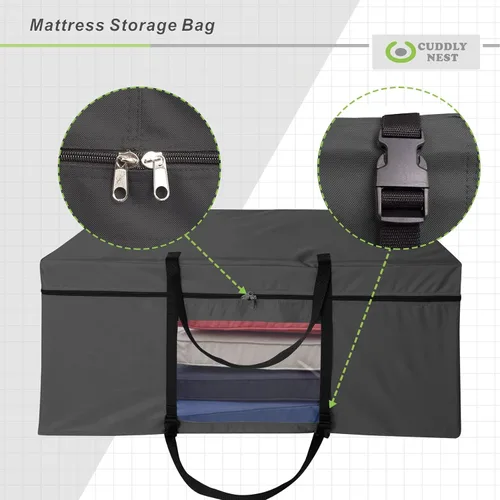 Vista 6 de Cuddly Nest Bolsa de Almacenamiento para Colchón Plegable - Funda de Transporte Resistente para Cama de Invitados Tri-Fold