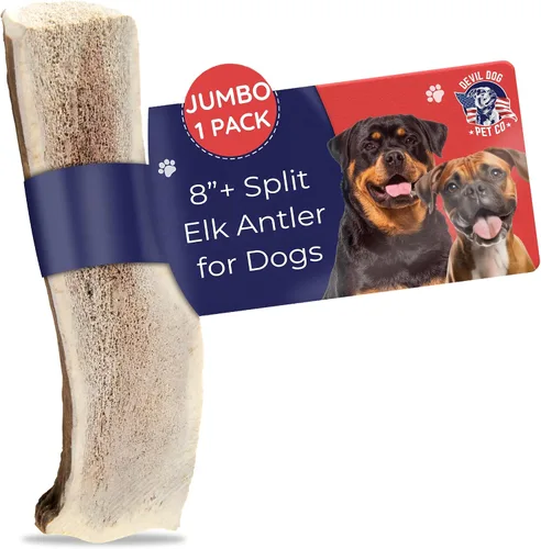 Vista 12 de Devil Dog Pet Co. Cuernos de alce divididos para perros, masticables naturales para perros con médula expuesta, larga duración y sin olor