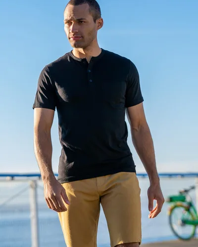 Vista 2 de Woolly Clothing - Camiseta Henley de lana merino para hombre, peso diario, transpirable, antiolor