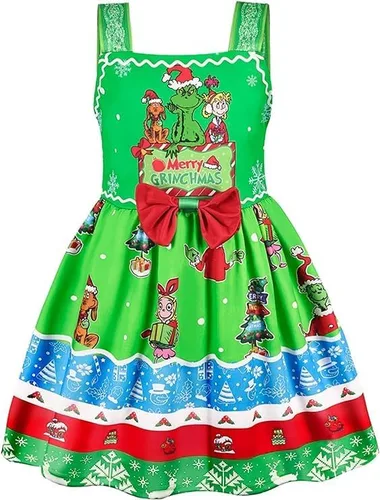 Vista 2 de Girls' Sequin Christmas Dress - Long Sleeve Tutu Dress for Little and Big Girls - Adorable Xmas Outfit 3-10 YO