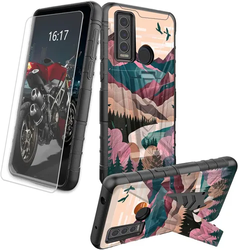 Vista 37 de Funda para AT&T Maestro Max 2021/Cricket Ovation 2 con protector de pantalla de vidrio templado, funda resistente con función atril integrada