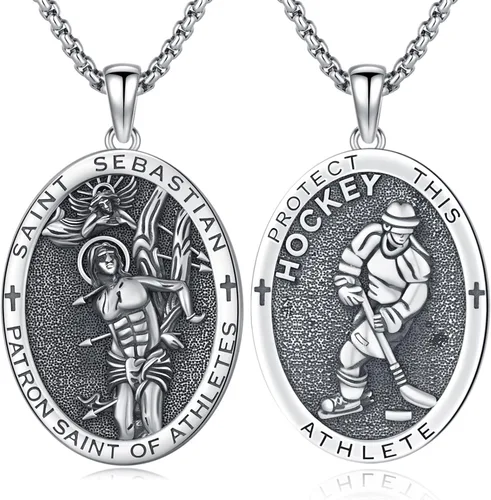 Vista 88 de Collar de amuleto de medalla de San Patrono de plata/oro de 14 39A-St Peregrino-Plata