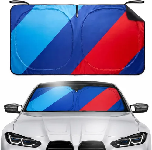 Vista 8 de 240T - Parasol de doble capa para parabrisas de automóvil, visera UV plegable Large 240T double-layer shade for X3, X5, X7 SUVs. Black reverse
