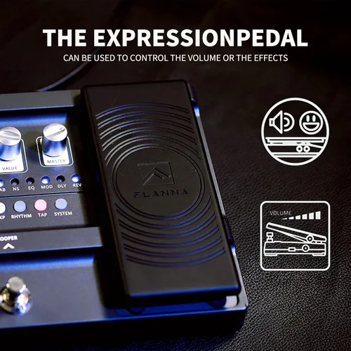 Vista 6 de Pedal de efectos múltiples para guitarra FLAMMA FX100 con 55 modelos de amplificador 151 efectos integrados 80' Looper 40 máquina de ritmos 10