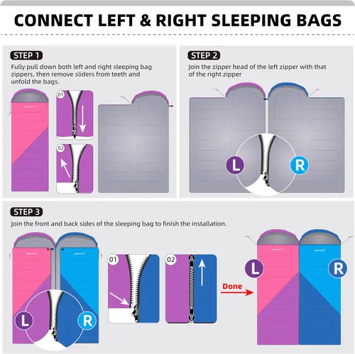 Vista 5 de Clostnature - Saco de dormir para adultos y niños - Saco de dormir ligero para camping para niñas, niños, jóvenes, saco de dormir ultraligero