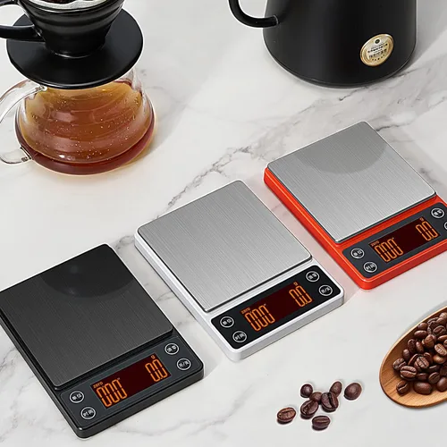 Vista 7 de Báscula de café espresso con temporizador de precisión de 6.6 lbs/0.004 oz, báscula digital de café para verter sobre café, portátil, recargable