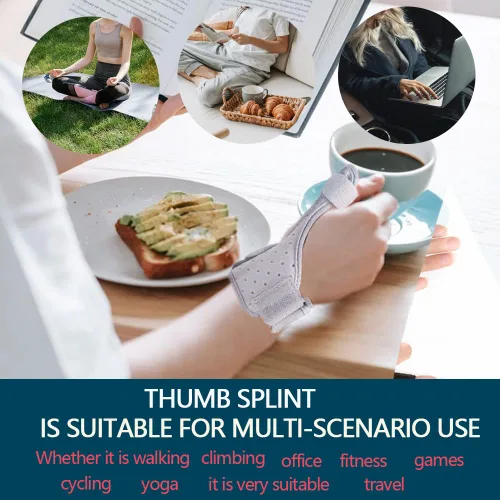 Vista 2 de Férula de soporte para el pulgar para artritis, tendinitis, soporte nocturno, cómoda banda de compresión del pulgar, esguince del pulgar, tensión