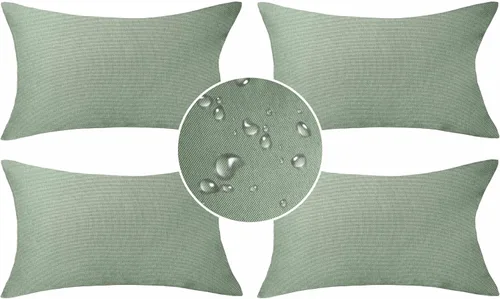Vista 11 de Demetex Fundas de almohada de exterior impermeables de 16 x 16 pulgadas, fundas de almohada decorativas de lino para sala de estar, balcón y jardín