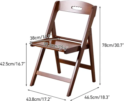 Vista 3 de Mid Century Dining Chair, Portable Folding Chair with Handle, Zero Gravity Lounge Chair for Patio, Porch, Wedding, Party, Event(Brown,Large)
