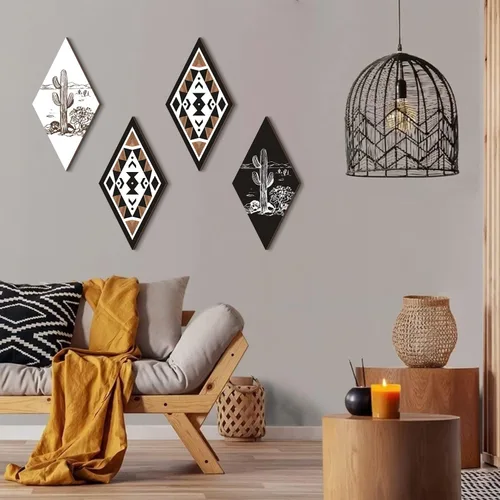 Vista 2 de CHDITB Decoración de pared de cactus, letrero de madera azteca, decoración de pared con temática natural, arte de pared moderno para oficina, hogar