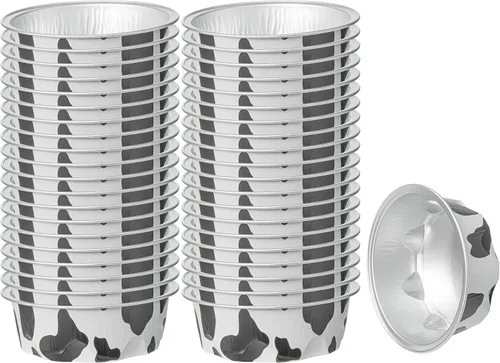 Vista 22 de Restaurantware Ramequines desechables de 4.2 onzas con tapas, 100 vasos desechables redondos de crema brulee, tapas de cúpula aptas para horno, Negro