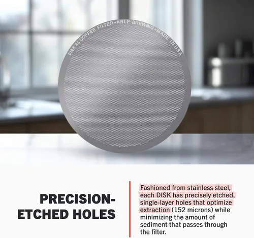 Vista 4 de Able - DISK - Filtros de café reutilizables XL, compatibles con filtros de café AeroPress XL, ideal para el hogar y cafeterías, 152 micras