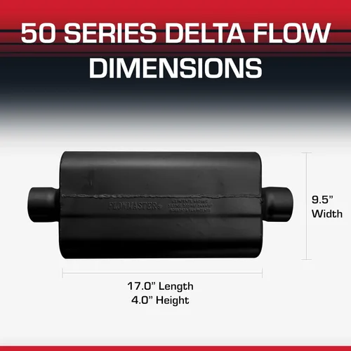 Vista 8 de Flowmaster 943050 50 silenciador Delta Flow con entrada 3.00 y salida 3.00, sonido moderado.