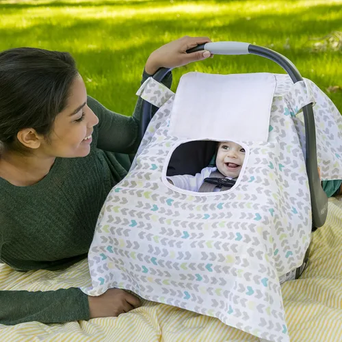 Vista 3 de Funda de asiento de coche de muselina de verano, diseño de rayas de flecha