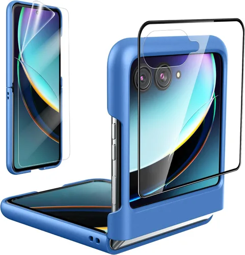 Vista 10 de Foluu Funda delgada para Motorola Razr 2024/2025 [No compatible con Razr Plus 2024], con protector de pantalla frontal integrado, policarbonato mate
