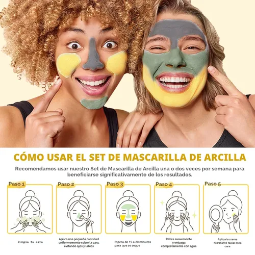 Vista 8 de ANAI RUI Juego de 3 mascarillas faciales – Máscara de arcilla de cúrcuma – Máscara facial de té verde – Máscara de barro del Mar Muerto para piel
