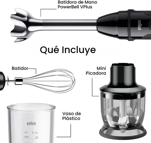 Vista 8 de Braun MultiQuick Vario 5 Batidora de mano, 21 velocidades, Turbo Boost, 500