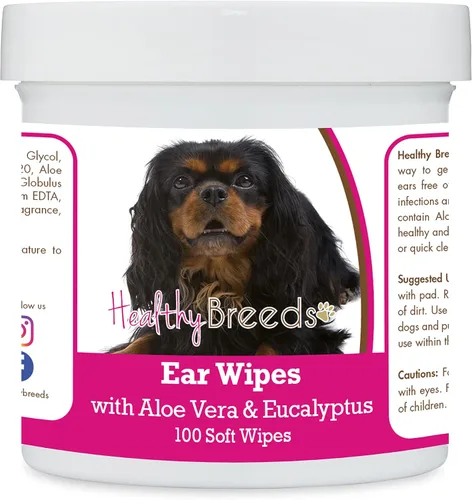 Vista 63 de Healthy Breeds Affenpinscher Toallitas de limpieza de oídos con aloe y eucalipto para perros, 100