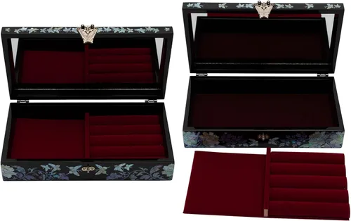 Vista 22 de February Mountain Joyero de nácar con bandeja extraíble para anillos, regalos para mujeres, cumpleaños, boda, Navidad