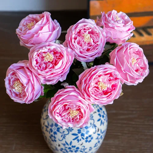 Vista 14 de DUYONE Fake Flowers for Decoration Home Decor Soft Touch Artificial Flowers Austin Rose Peony Latex Fake Flower Living Room Decoration Vivid Pink