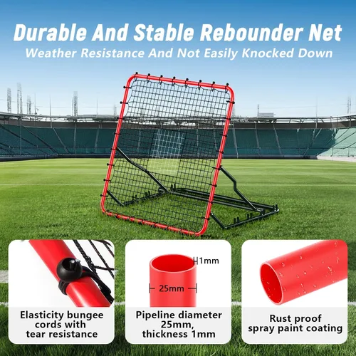 Vista 3 de Baseball Rebounder ,4x4.5FT Soccer Rebounder with 4 Adjustable Angles, 28 Bungee Cords to Adjust Elastic, Sports Equipment for