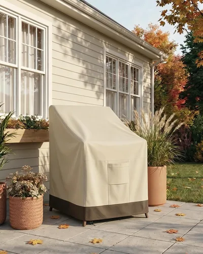 Vista 7 de Vailge Funda apilable para silla de patio, 100% impermeable, funda para silla de exterior, fundas de muebles de patio de alta resistencia, se adapta